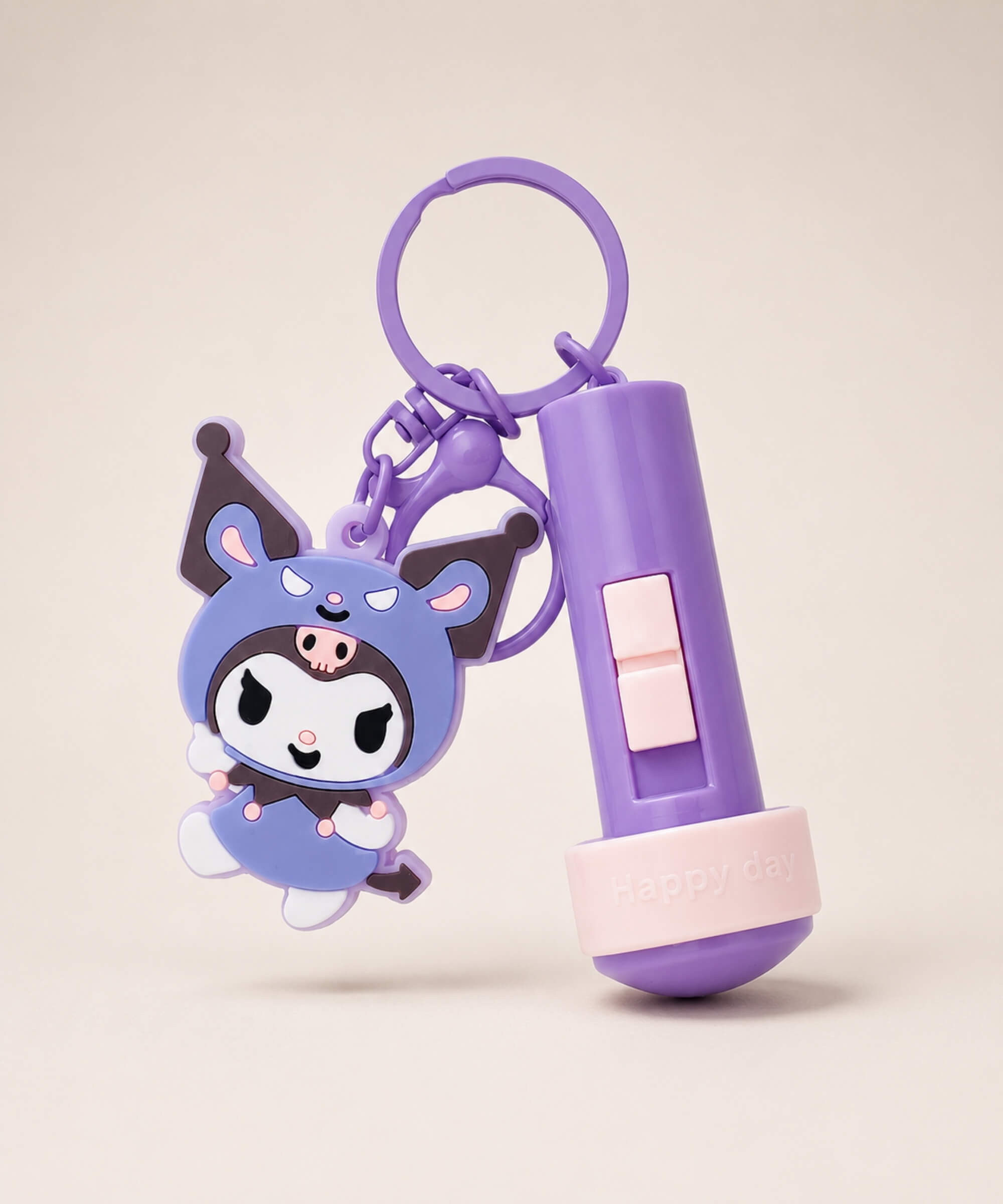 Kuromi projection light interactive keychain with purple flashlight charm and cute character pendant